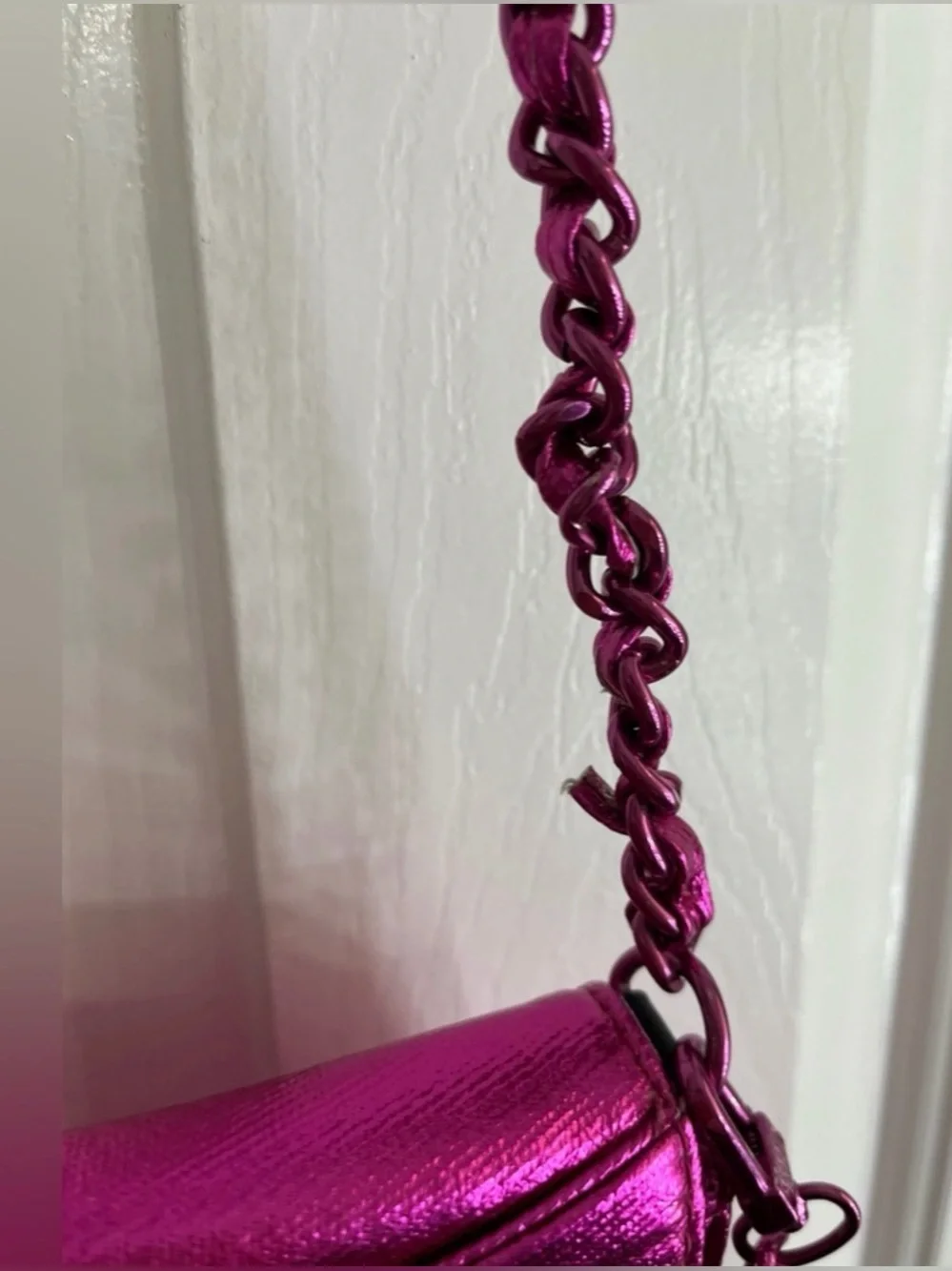 Steve Madden Metallic Fuchsia Crossbody Bag with flower Detail